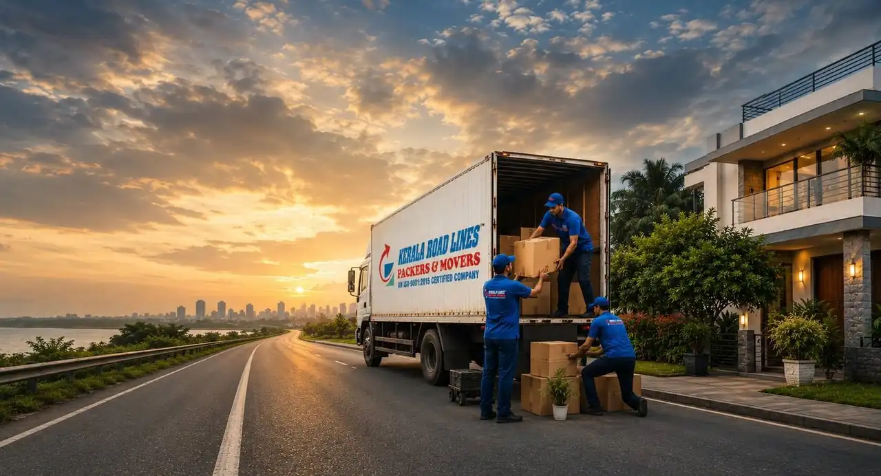 Kerala Road Lines packers and movers crew loading a household move into a truck in Kerala