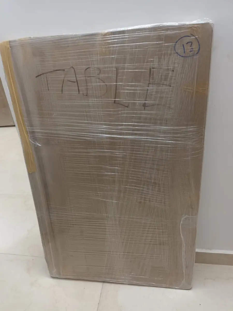 Numbered and labelled carton — every item is inventoried before loading